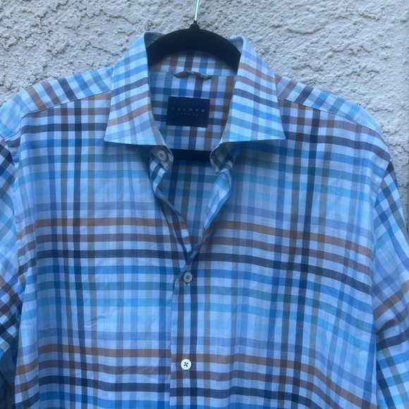CALDER CARMEL Limited Edition Mens Blue Multi Plaid L/S Button Down Shirt Size L - Picture 2 of 8